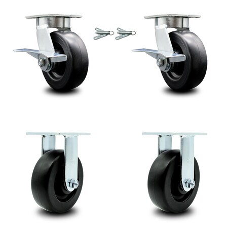 Service Caster 6 Inch Kingpinless Polyolefin Wheel Caster Swivel Locks 2 Rigid SCC, 2PK SCC-KP30S620-POR-BSL-2-R-2